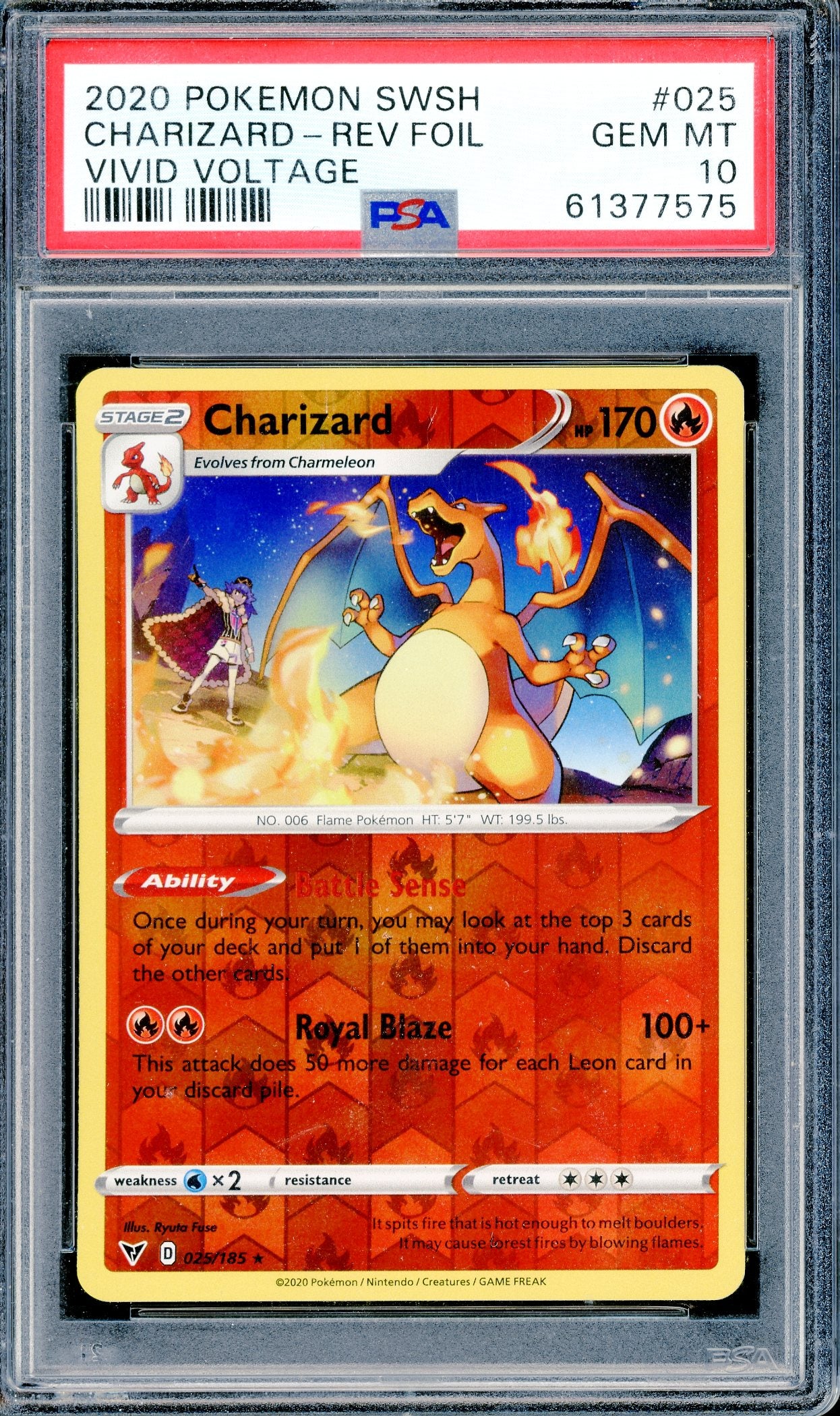 PSA 10 Charizard-Reverse Foil (025/175) [Pokemon Sword & Shield: Vivid Voltage]