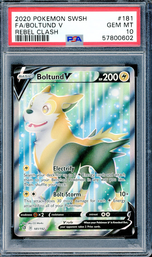 PSA 10 Boltund V Full Art (181/192) [Pokemon Sword & Shield: Rebel Clash]