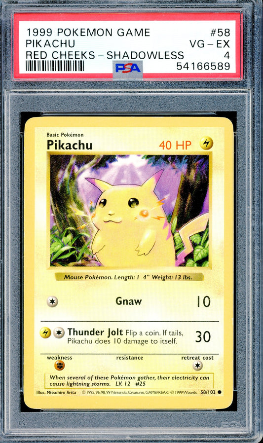 PSA 4 Pikachu Red Cheeks - Shadowless (58/102) [Pokemon Base Set  Shadowless]