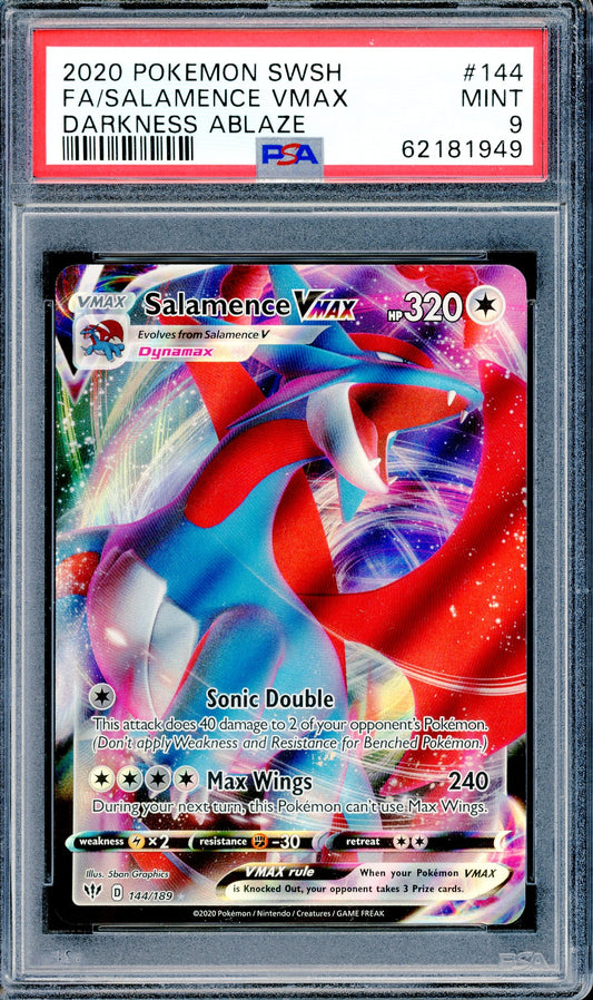 PSA 9 Salamence VMAX Full Art (144/189)[Pokemon Sword & Shield: Darkness Ablaze]