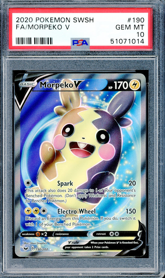 PSA 10 Morpeko V Full Art (190/202)[Pokemon Sword & Shield]