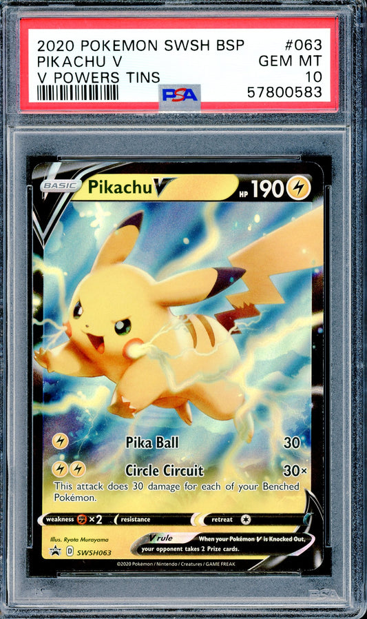 PSA 10 Pikachu V (SWSH063)[Pokemon Sword & Shield Black Star Promo]