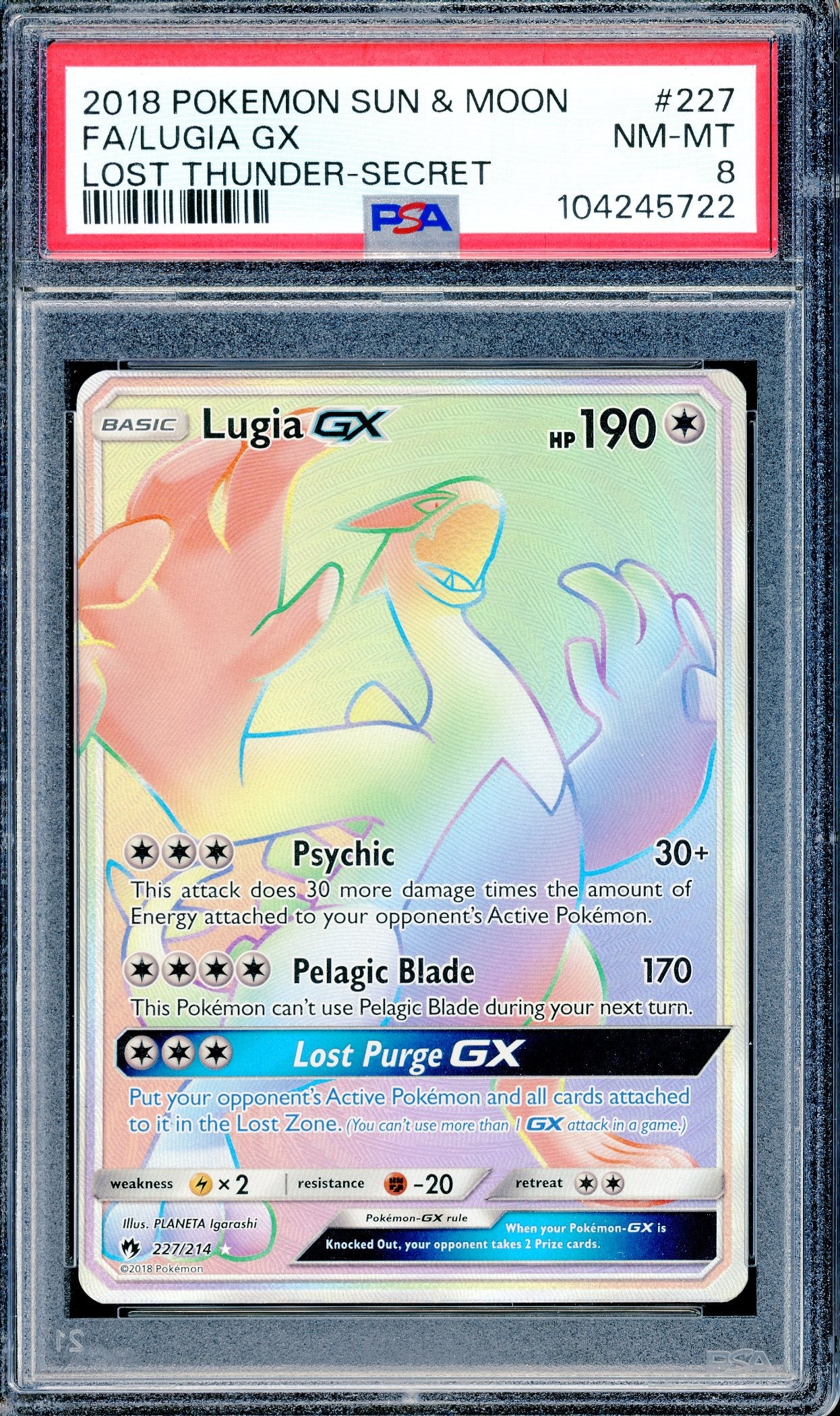 PSA 8 Lugia GX Full Art (227/214)[Lost Thunder - Secret]