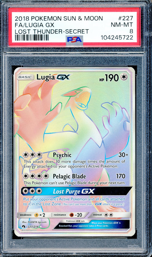 PSA 8 Lugia GX Full Art (227/214)[Lost Thunder - Secret]