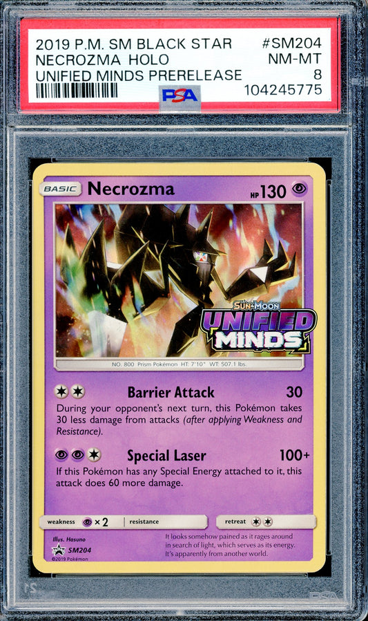 PSA 8 Necrozma Holo (SM204)[Unified Minds Prerelease]