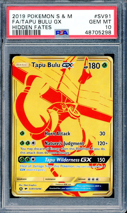 PSA 10 Tapu Bulu GX (SV91/SV94)[Hidden Fates]