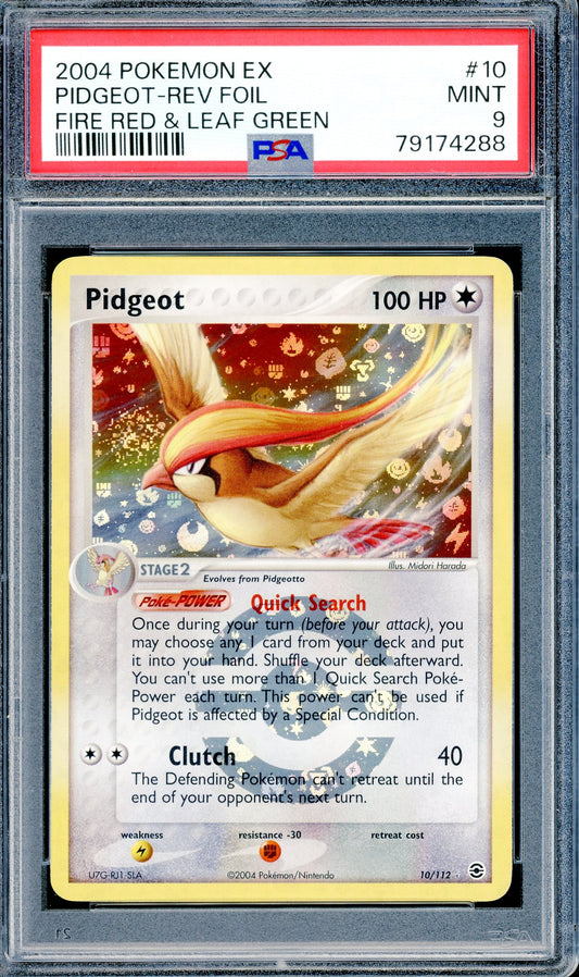 PSA 9 Pidgeot - Reverse Foil (10/112)[Fire Red & Leaf Green]