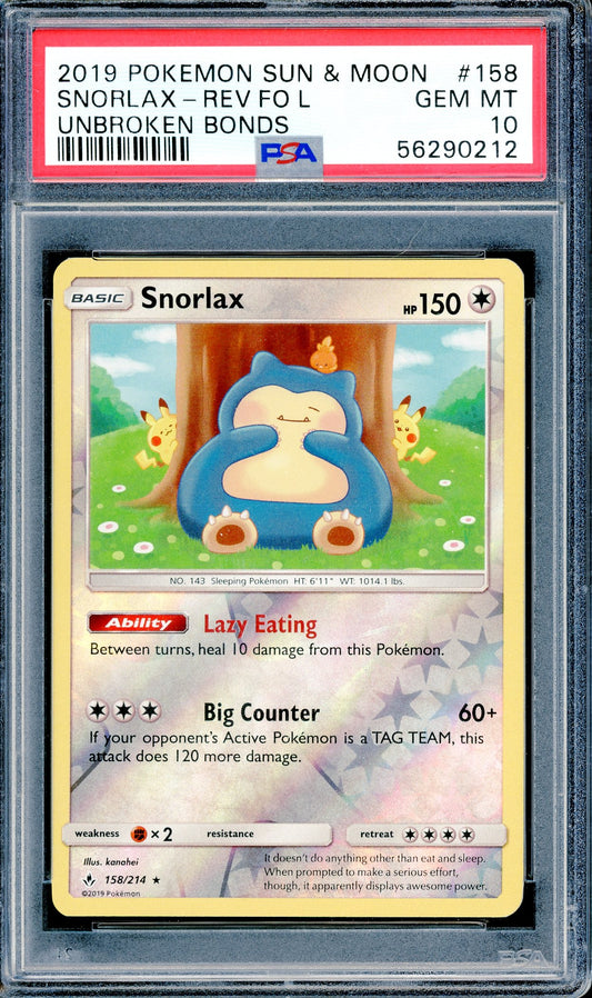 PSA 10 Snorlax Reverse (158/214)[Unbroken Bonds]