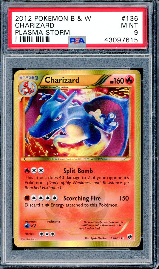 PSA 9 Charizard (136/135) [Pokemon Black & White:Plasma Storm]