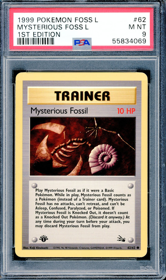 PSA 9 Mysterious Fossil 1st Edition (62/62) [Pokemon Fossil]