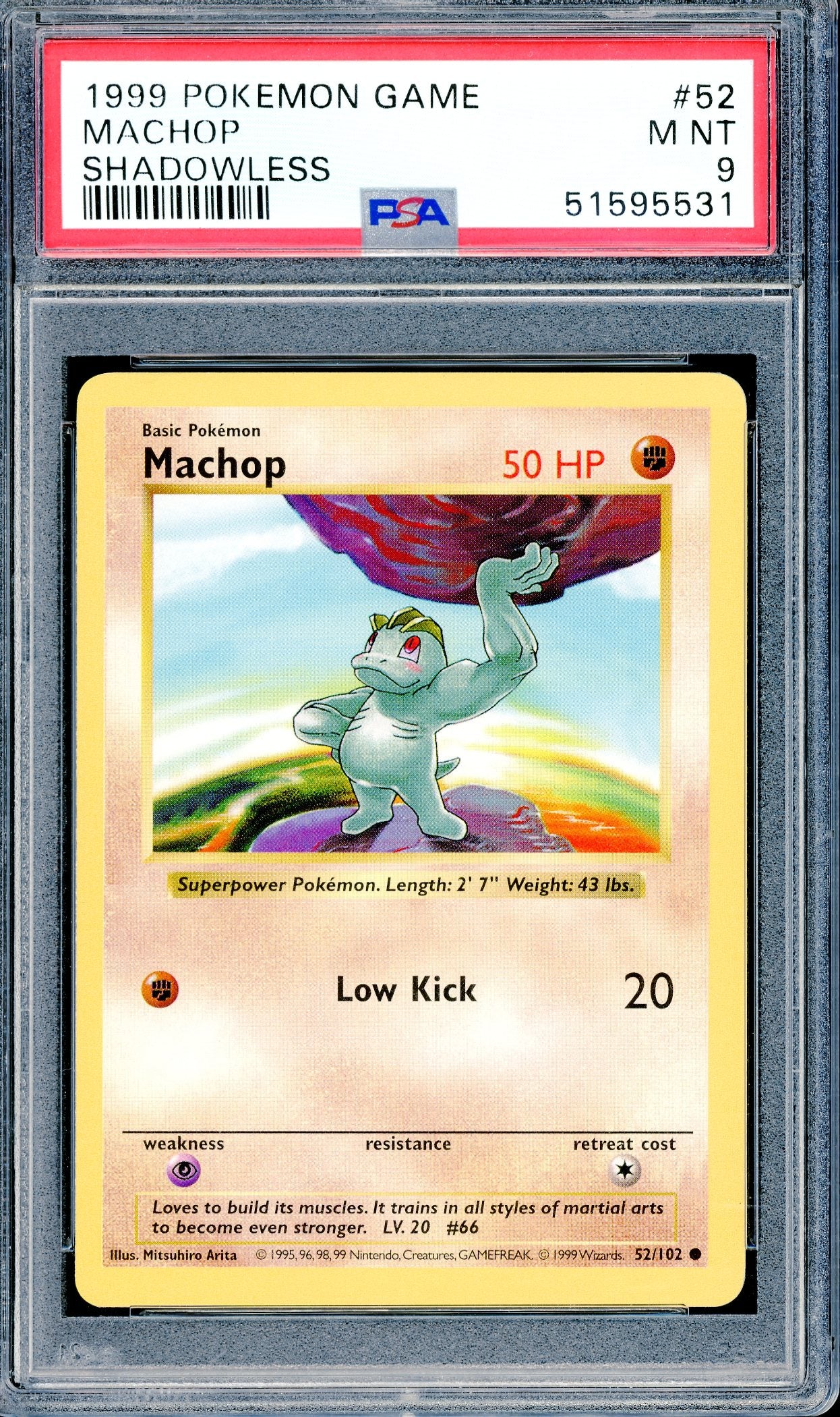 PSA 9 Machop (52/102)[Pokemon Base Set Shadowless]
