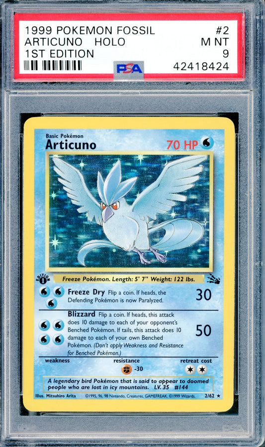 PSA 9 1st Edition Articuno Holofoil (2/62) [Fossil]