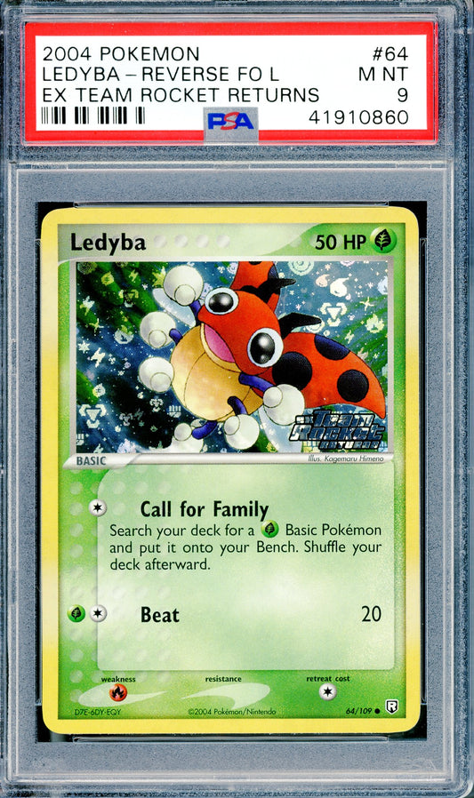 PSA 9 Ledyba Reverse Holofoil (64/109) [EX Team Rocket Returns]