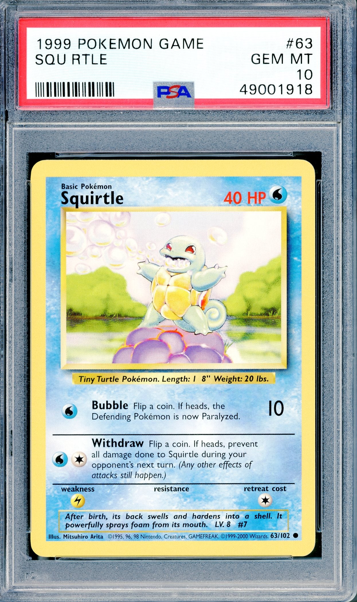 PSA 10 Squirtle (63/102) [1999 Base Set]