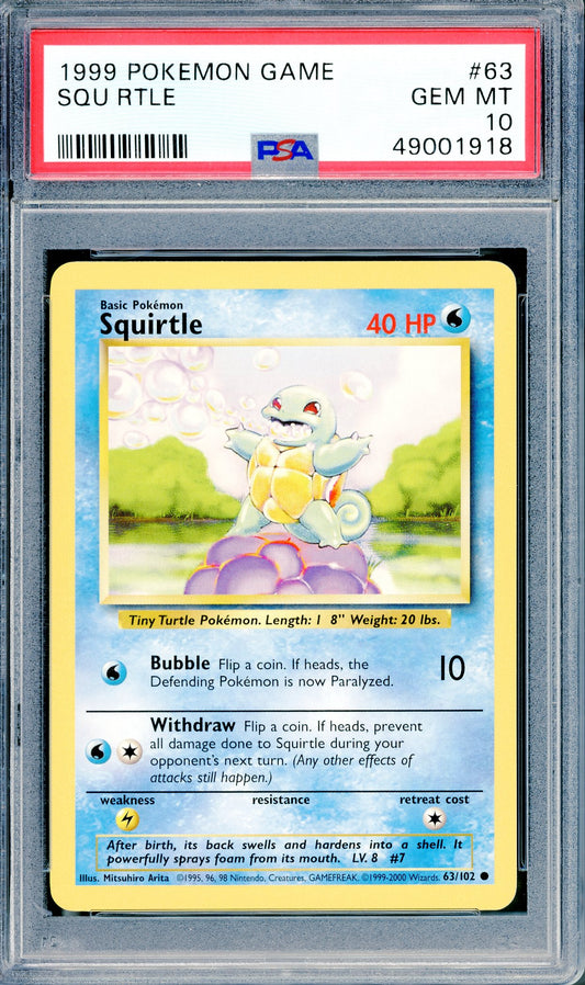 PSA 10 Squirtle (63/102) [1999 Base Set]