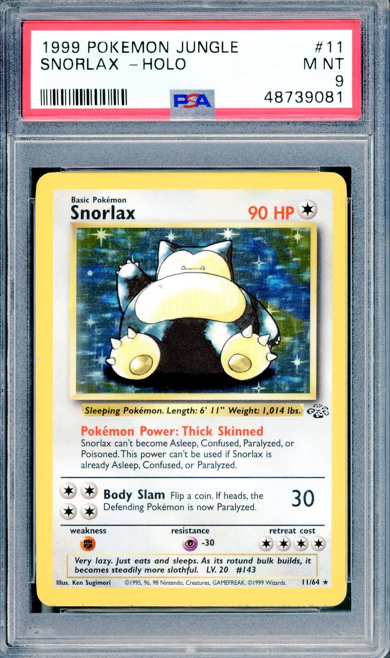 PSA 9 Snorlax Holofoil (11/64) [Jungle]