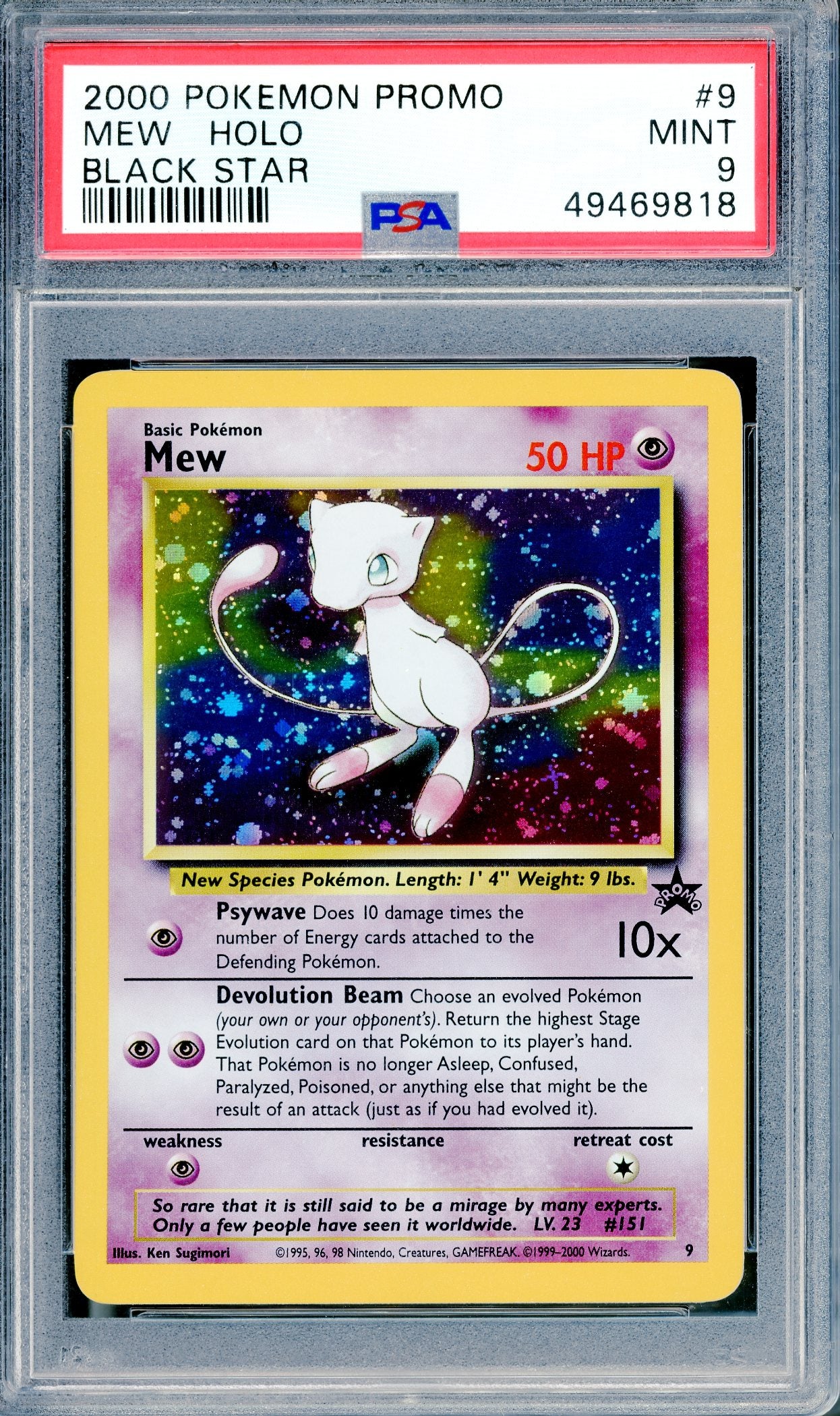 PSA 9 Mew #9 [2000 Black Star Promo]