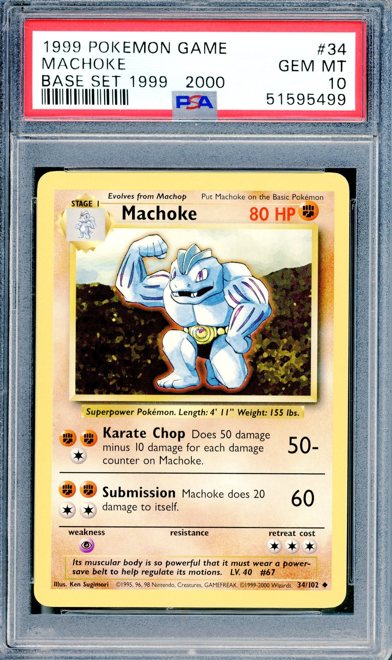 PSA 10 Machoke (34/102) [Base Set]