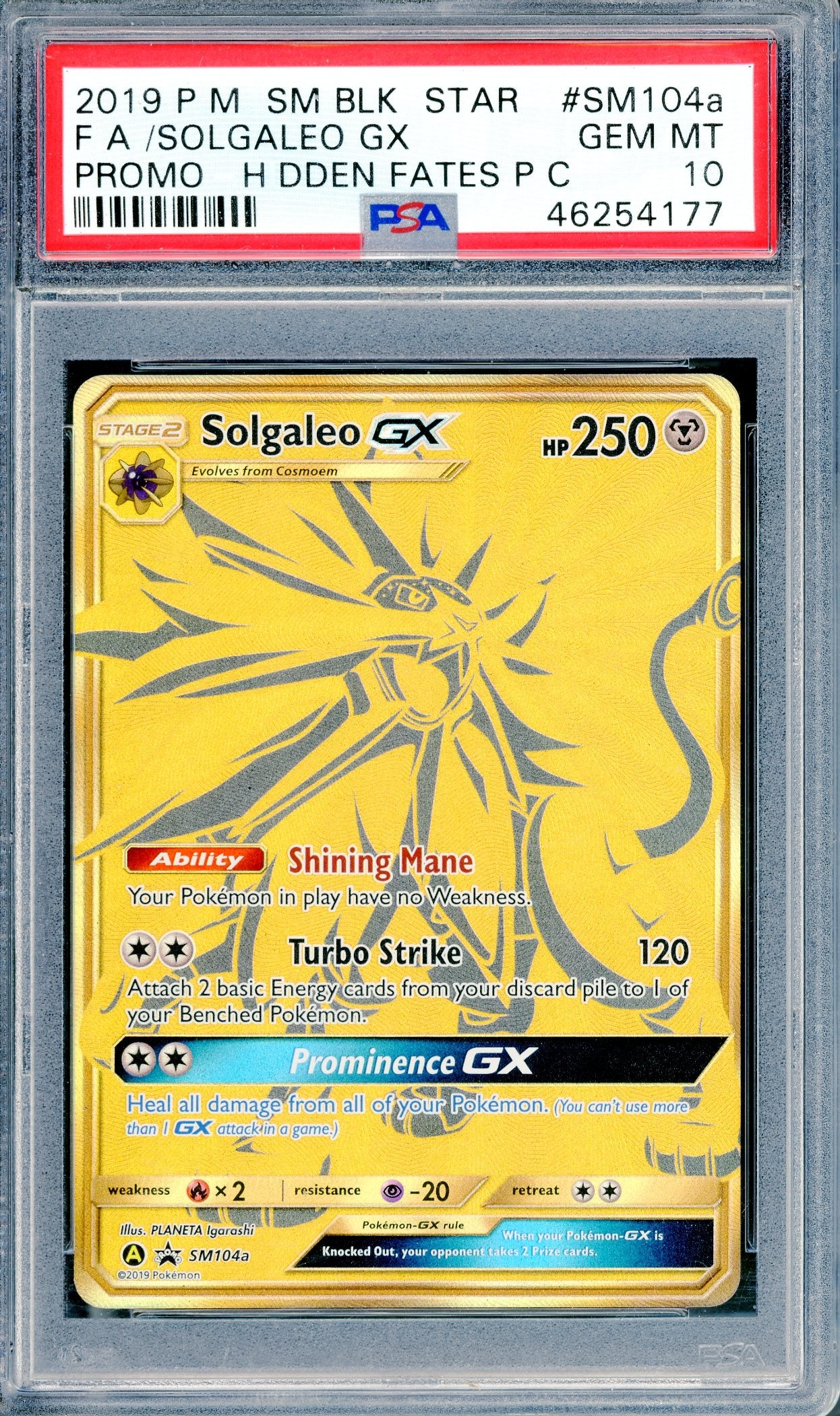 PSA 10 Solgaleo GX (SM104a) [Black Star Promo]