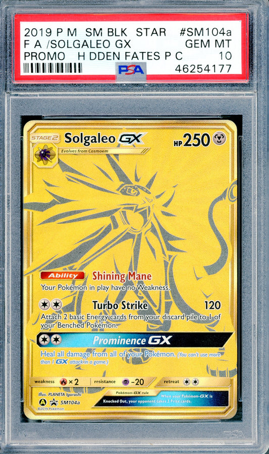 PSA 10 Solgaleo GX (SM104a) [Black Star Promo]