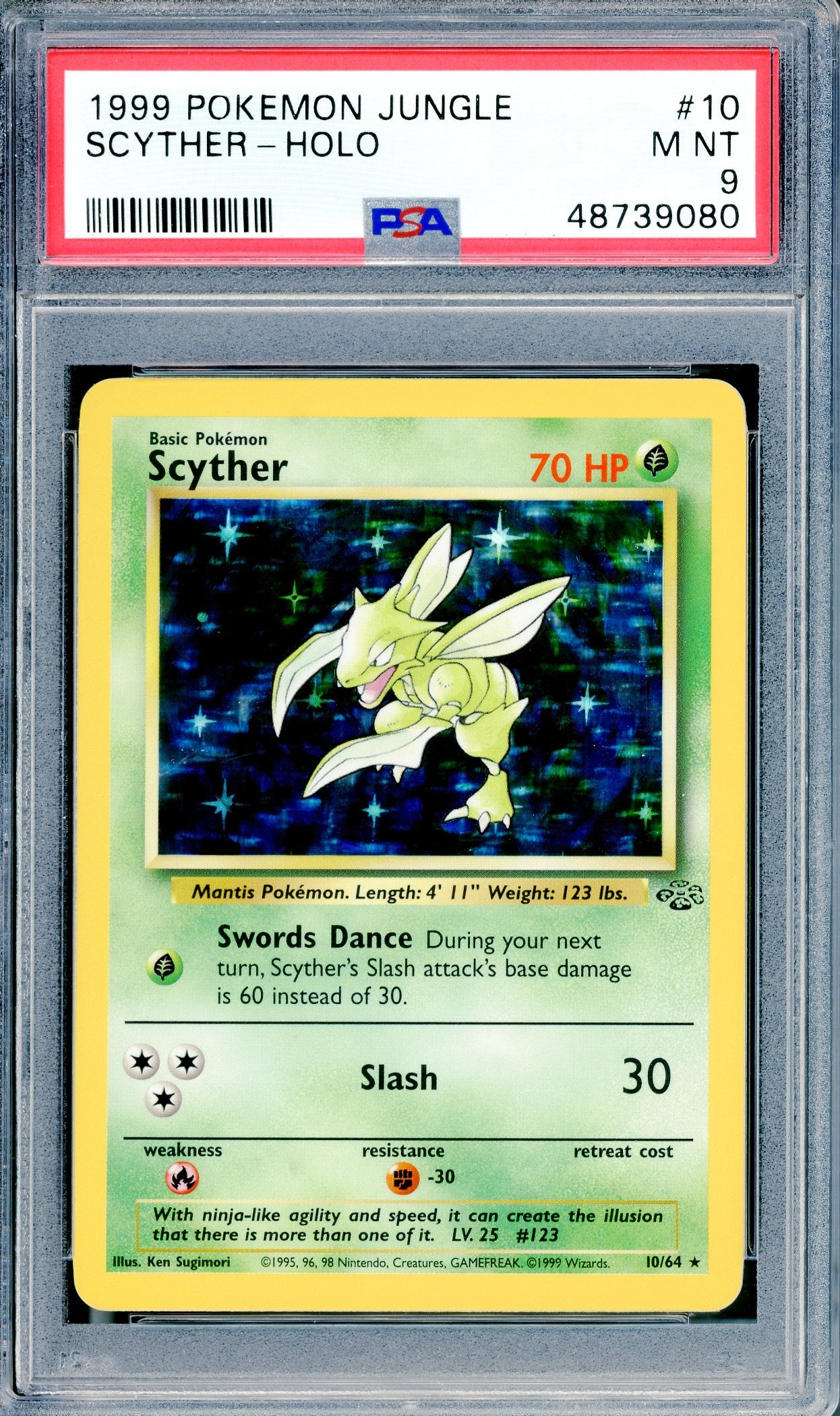 PSA 9 Scyther Holofoil (10/64) [Jungle]