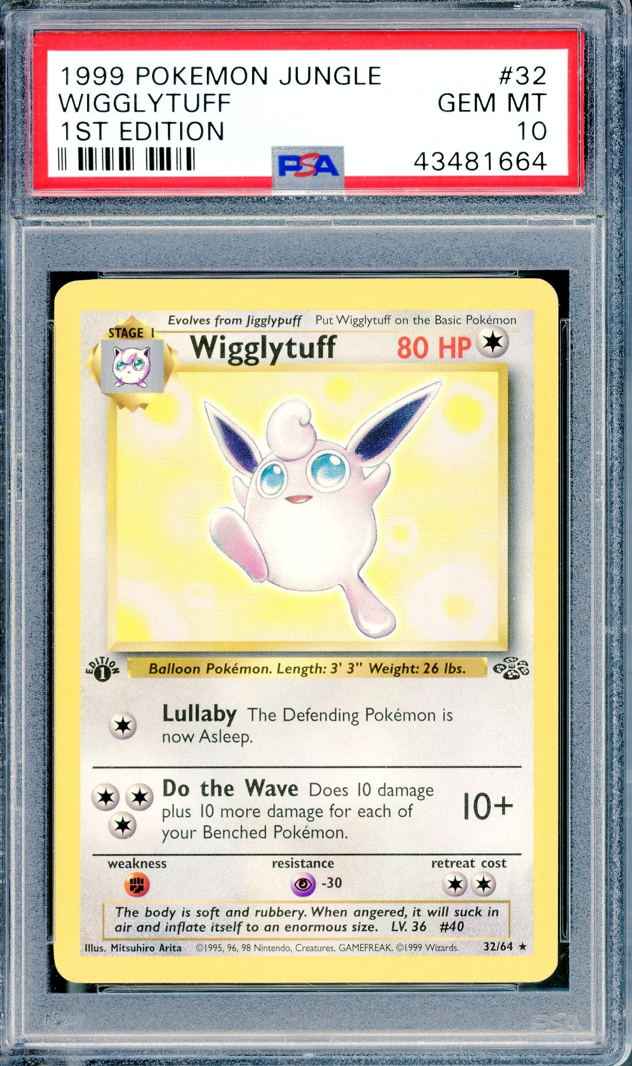 PSA 10 Wigglytuff (32/64) [1st Edition Jungle]