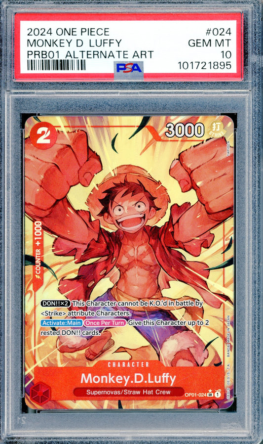 PSA 10 Monkey D. Luffy Alternate Art (OP01-024) [PRB-01]