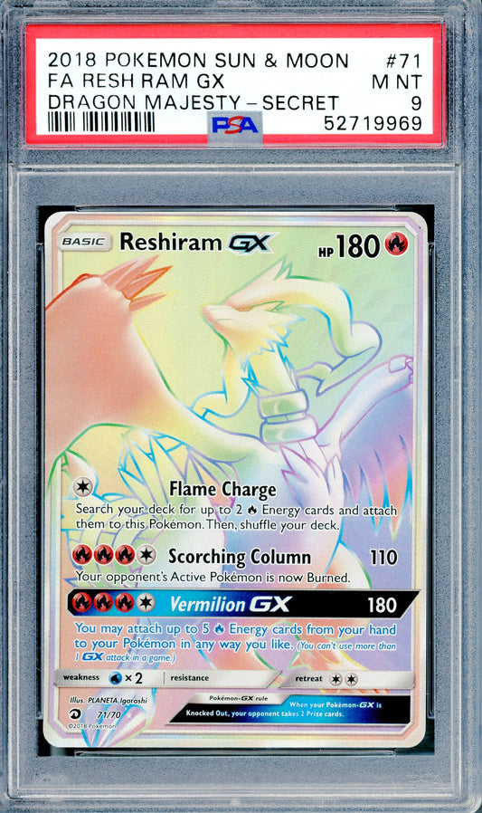 PSA 9 Reshiram GX (71/70) [Dragon Majesty]