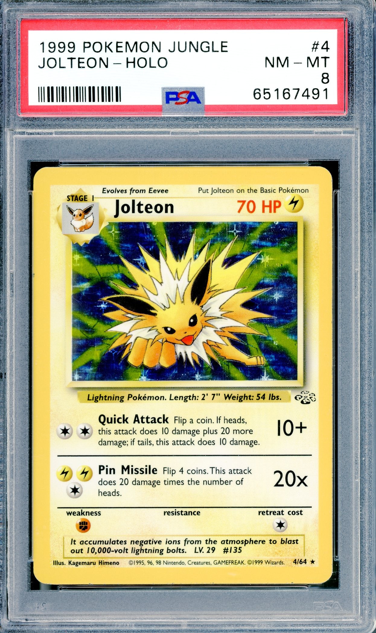 PSA 8 Jolteon Holofoil (4/64) [Jungle]