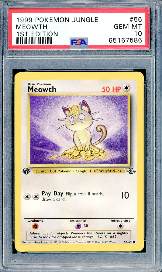 PSA 10 Meowth (56/64) [1st Edition Jungle]