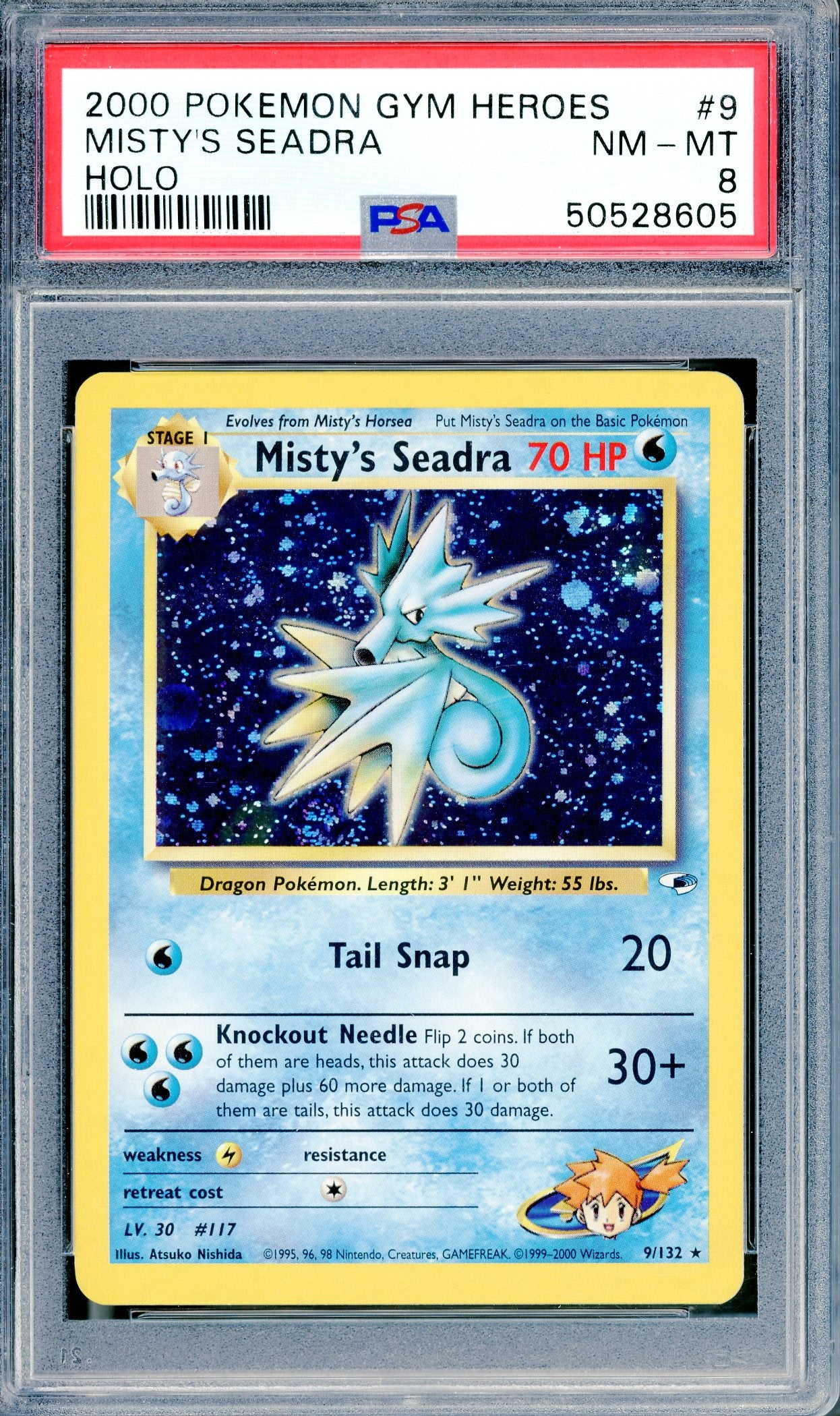 PSA 8 Misty's Seadra Holofoil (9/132) [Gym Heroes]