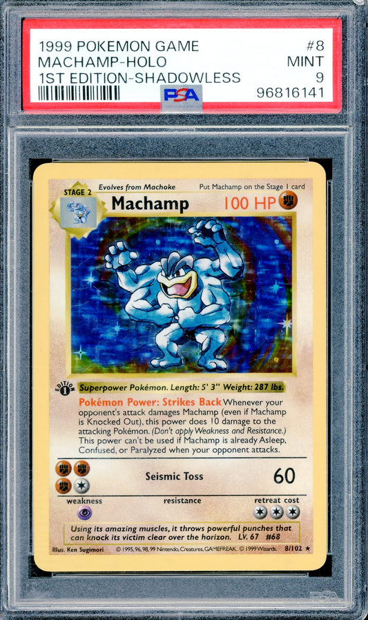 PSA 9 Machamp Shadowless Holofoil (8/102) [1st Edition Base Set]