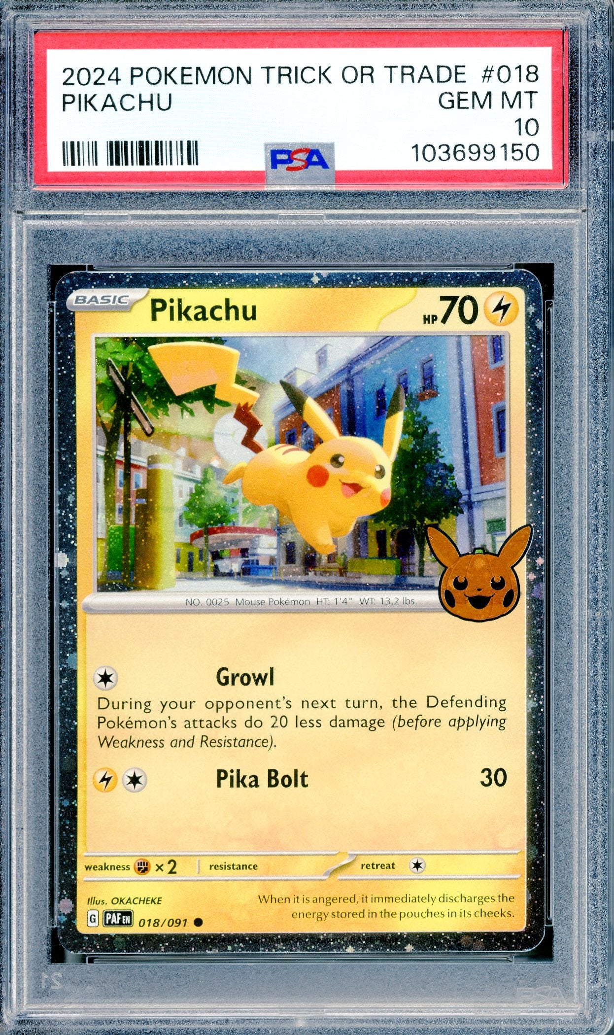 PSA 10 Pikachu (018/091) [Trick or Trade]