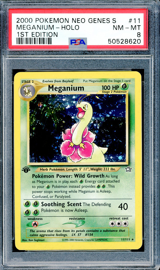 PSA 8 Meganium - Holo (11/111) [Pokemon Neo Genesis 1st Edition]
