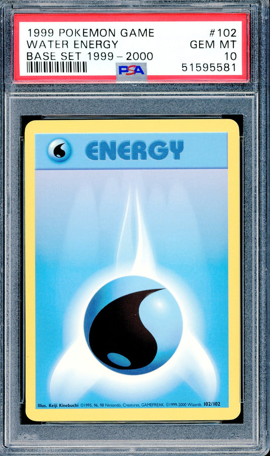 PSA 10 Basic Water Energy  (102/102) [Pokemon Base Set]