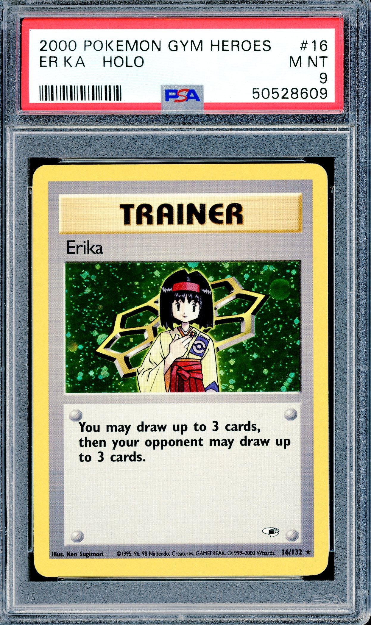 PSA 9 Erika Holo (16/132) [Pokemon Gym Heroes]