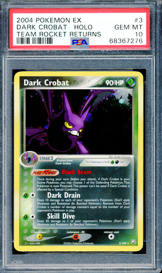 PSA 10 Dark Crobat Holo (3/109) [Team Rocket Returns]