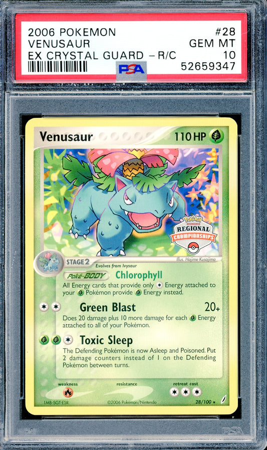 PSA 10 Venusaur (28/100) [EX Crystal Guard - Regional Championships]