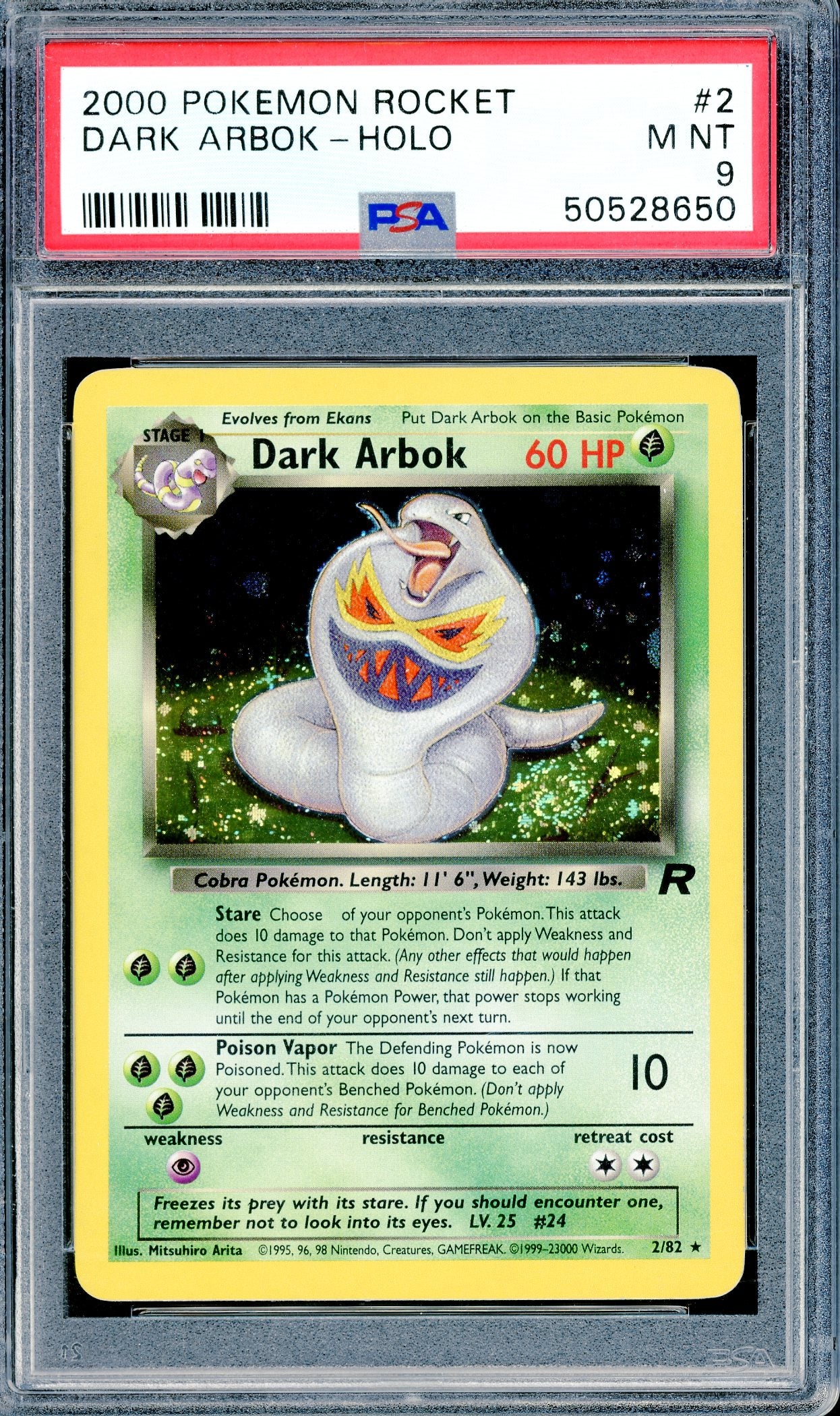 PSA 9 Dark Arbok - Holo (2/82) [Pokemon Rocket]