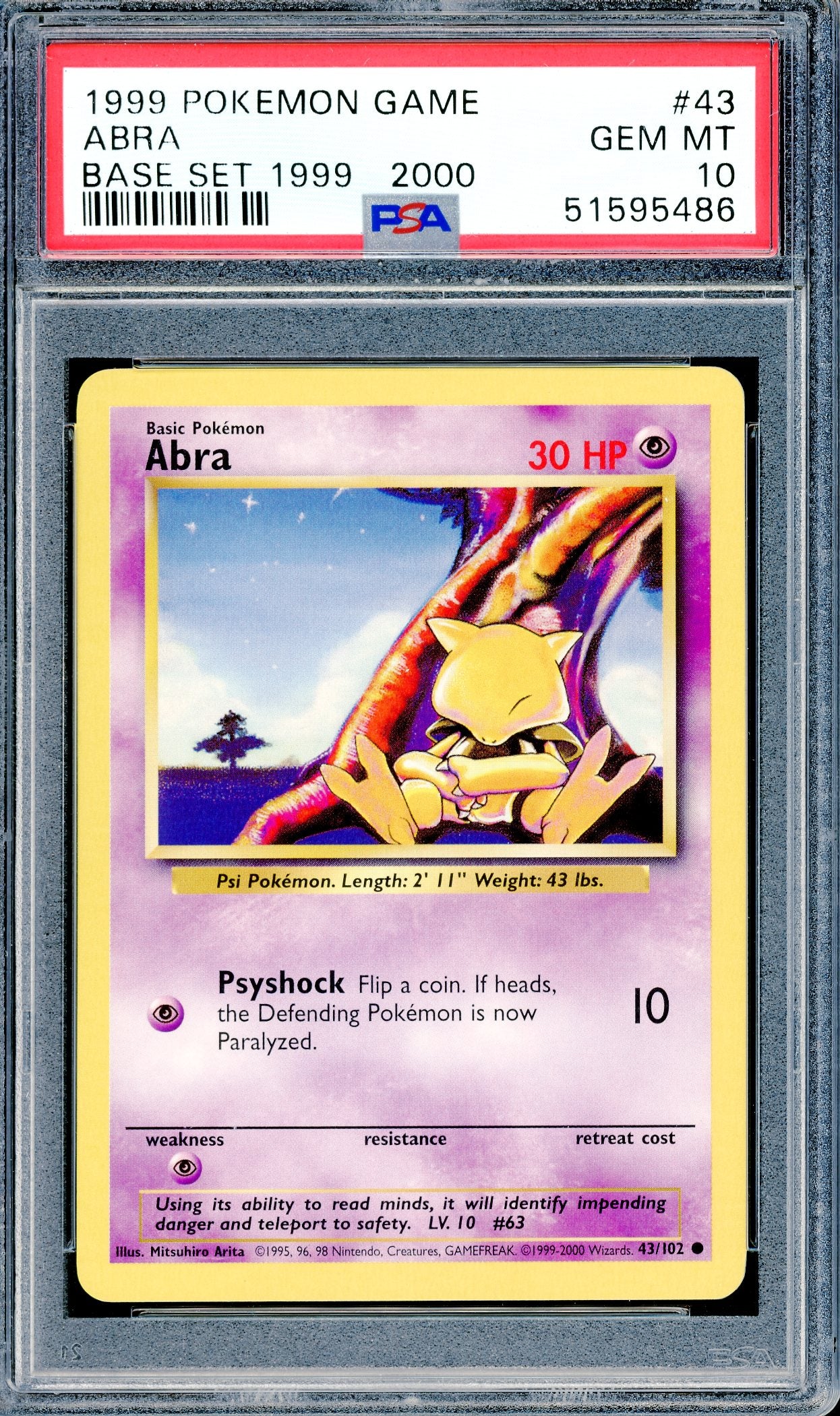 PSA 10 Abra (43/102) [Pokemon Base Set]
