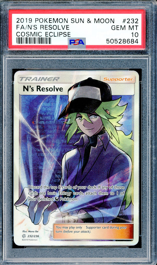 PSA 10 N's Resolve Full Art (232/236) [Pokemon Sun & Moon Cosmic Eclipse]
